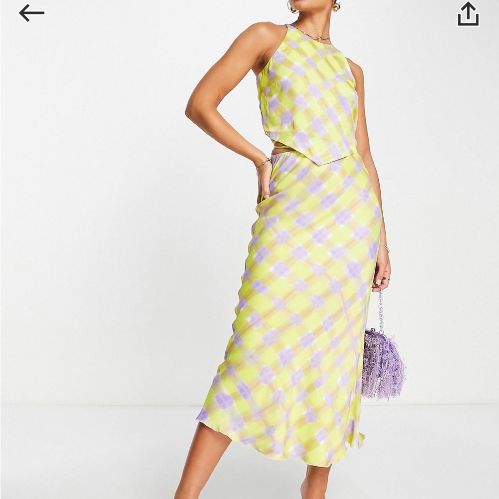 ASOS & Other Stories wrap waist midi skirt in yellow print